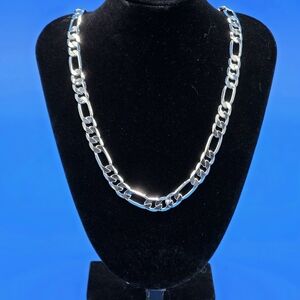 Necklace New Stamped 925 Sterling Silver Plated Chain 22in 7.45mm 33g #0024